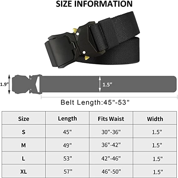 Heavy Duty OEM ODM Adjustable Custom Belt Combat Outdoor Nylon Polyester Webbing Tactical Mil Style Belts